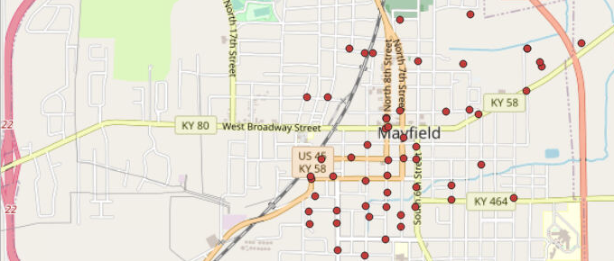 a data-driven map in a software interface